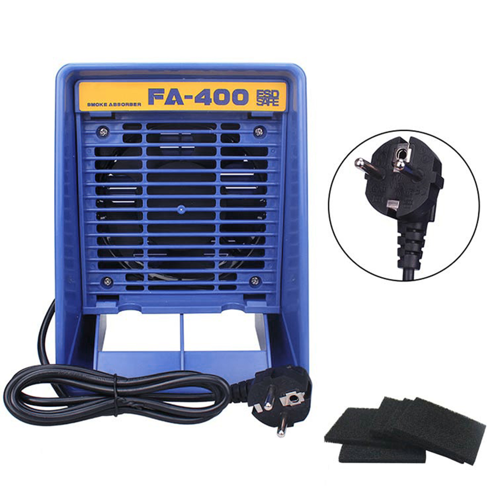220 V/110 V FA-400 はんだごて吸煙器 ESD ヒューム抽出器喫煙器具 5 個無料活性炭フィルタースポンジ付き