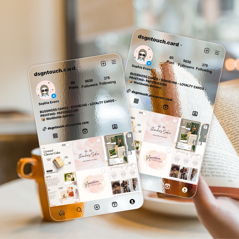 DsgnTouch ビジネスカード カスタム パーソナライズ プラスチック Instagram 透明 PVC 名刺 フロスト 防水 無料デザイン