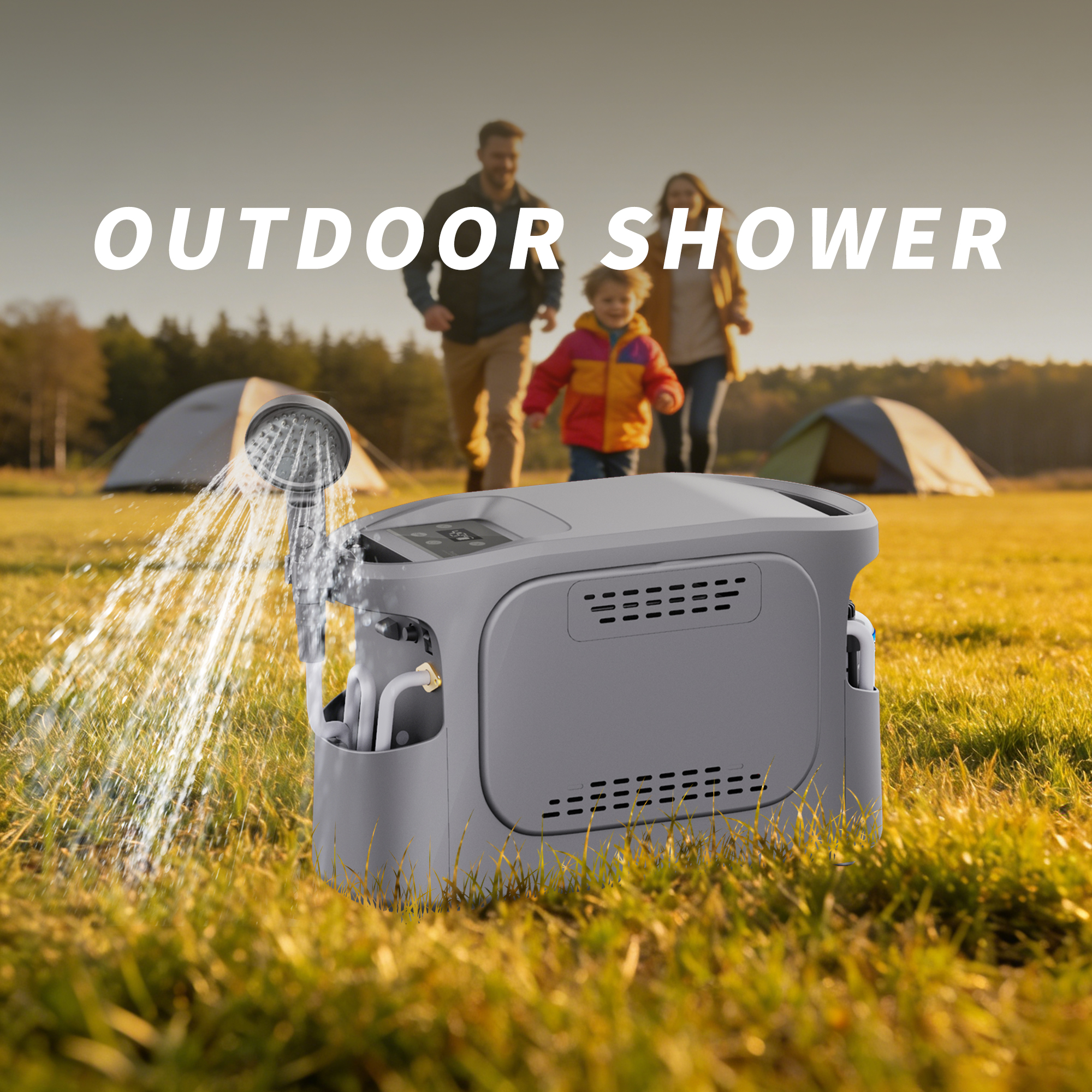 オールインワンポータブルキャンプ給湯器キット - RV シャワーポンプ 40L バケツ