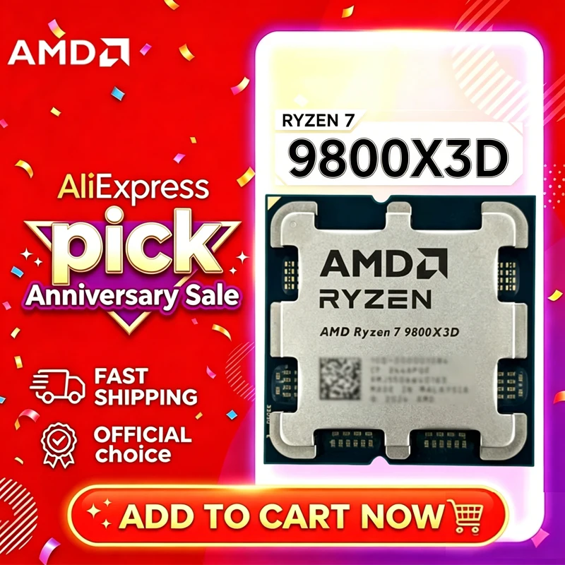 AMD Ryzen 7 9800X3D R7 9800X3D Zen5 4nm 8C16T Up To 5.2GHz 96MB 3D V-Cache Unlock CPU DDR5 PCIe5.0 AM5 Loose Tray No Cooler