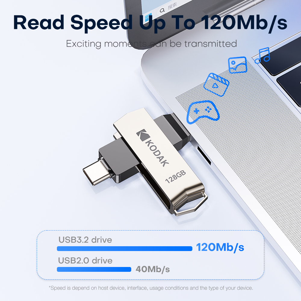 コダック USB3.2 タイプ C ツーインワンフラッシュドライブ 256 ギガバイト 128 ギガバイト 32 ギガバイトペンドライブ高速デュアルメモリスティックスマートフォンラップトップ用