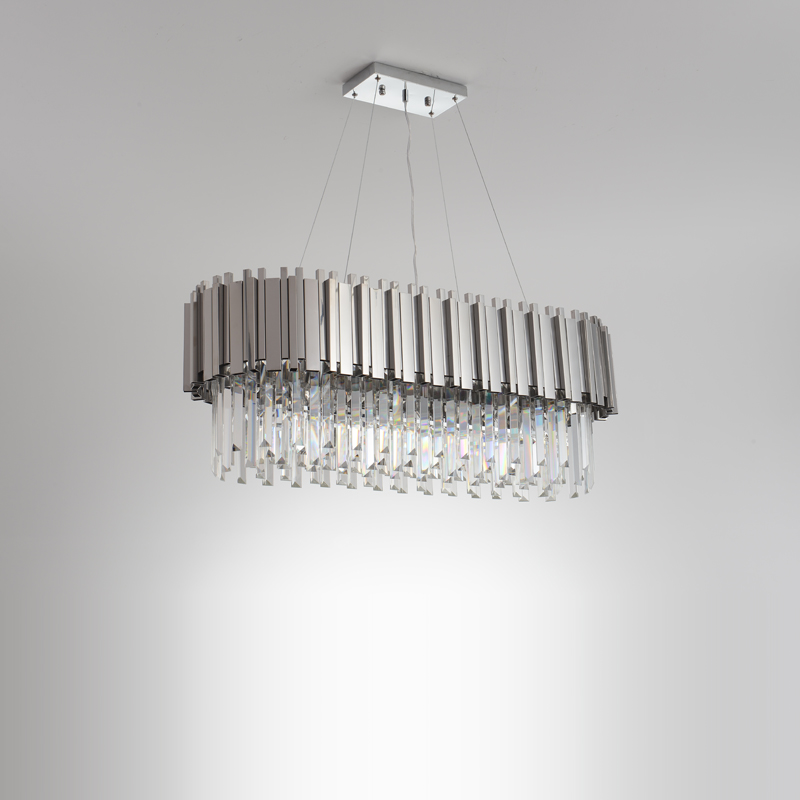 クロームシルバーゴールドブラッククリスタルオーバル Led ハンギングランプシャンデリア照明光沢サスペンション照明器具ランペンダイニングルーム用