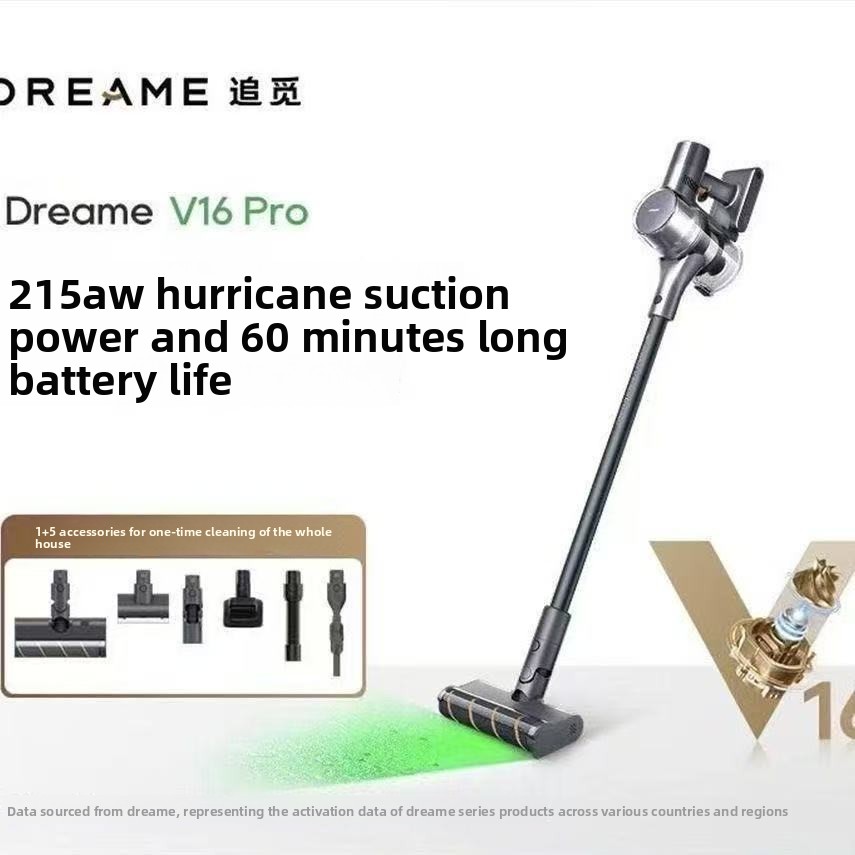 Dreame V16Pro ハンドヘルドコードレス掃除機 大吸引力グリーンライト塵検出ダニ除去小型家庭用 Applian