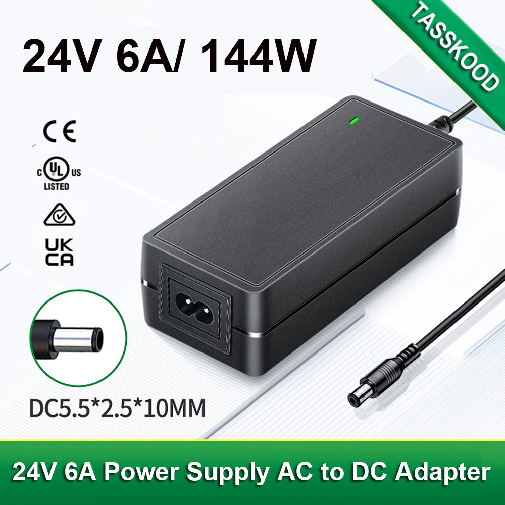 24V 6A 144W AC 電源アダプタ 6amp 100-240V AC to DC 24 ボルト 5.5mm X 2.1mm DC プラグ、DC 24V LED ストリップライト、CCTV カメラ用
