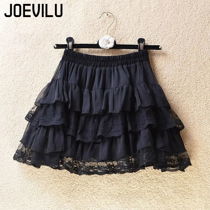 Gothic Lace Tutu Skirt Elastic Sexy Lace Mini Tulle Skirts Party Club Dancer Wear Black Bottoms High Street Y2k Women Clothing