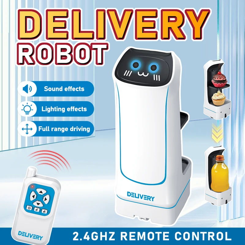2.4 グラムリモコン食品配送ロボットおもちゃスマート誘導自動輸送スナックドリンクウェイターロボットインタラクティブふり