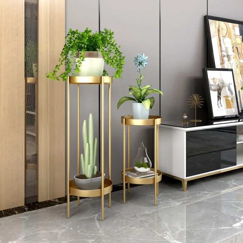 ファッションライト高級ヨーロッパ植物スタンド多層金属バルコニー棚屋内ガーデンソリューションフラワーラック家の装飾