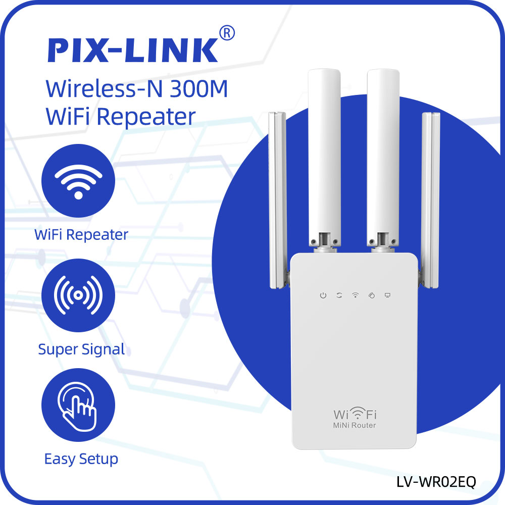 PIX-LINK ワイヤレス WiFi リピーター Wifi エクステンダー Ultraboost Wifi アンプ長距離レピター 300M Wi-Fi ブースター アクセス ポイント WR02E