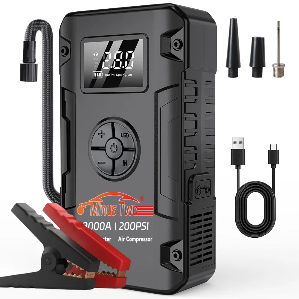4-IN-1 ポータブル 8000A 車のジャンプスターター電源銀行 12V 始動装置 150PSI エアポンプ車のバッテリーブースター緊急車のスターター