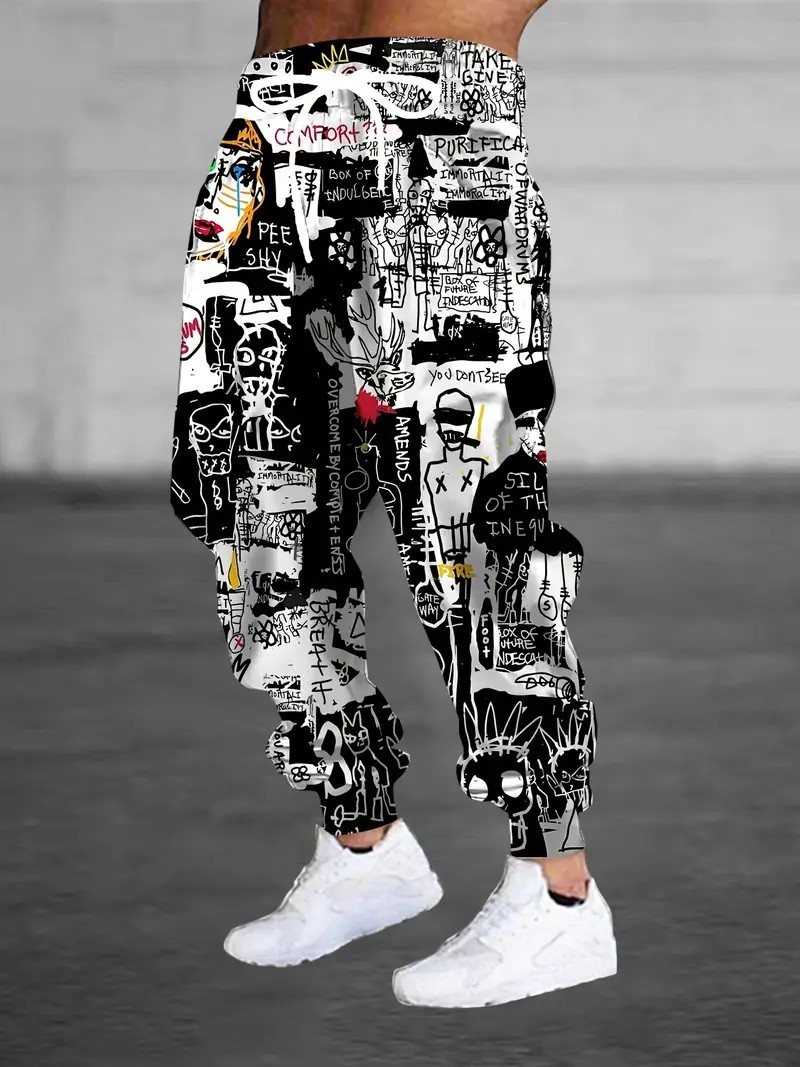 2025 年秋の新しいメンズ パンツは、ストリート カジュアル ファッション ヒップホップ 3D グラフィティ プリントと快適さが特徴です