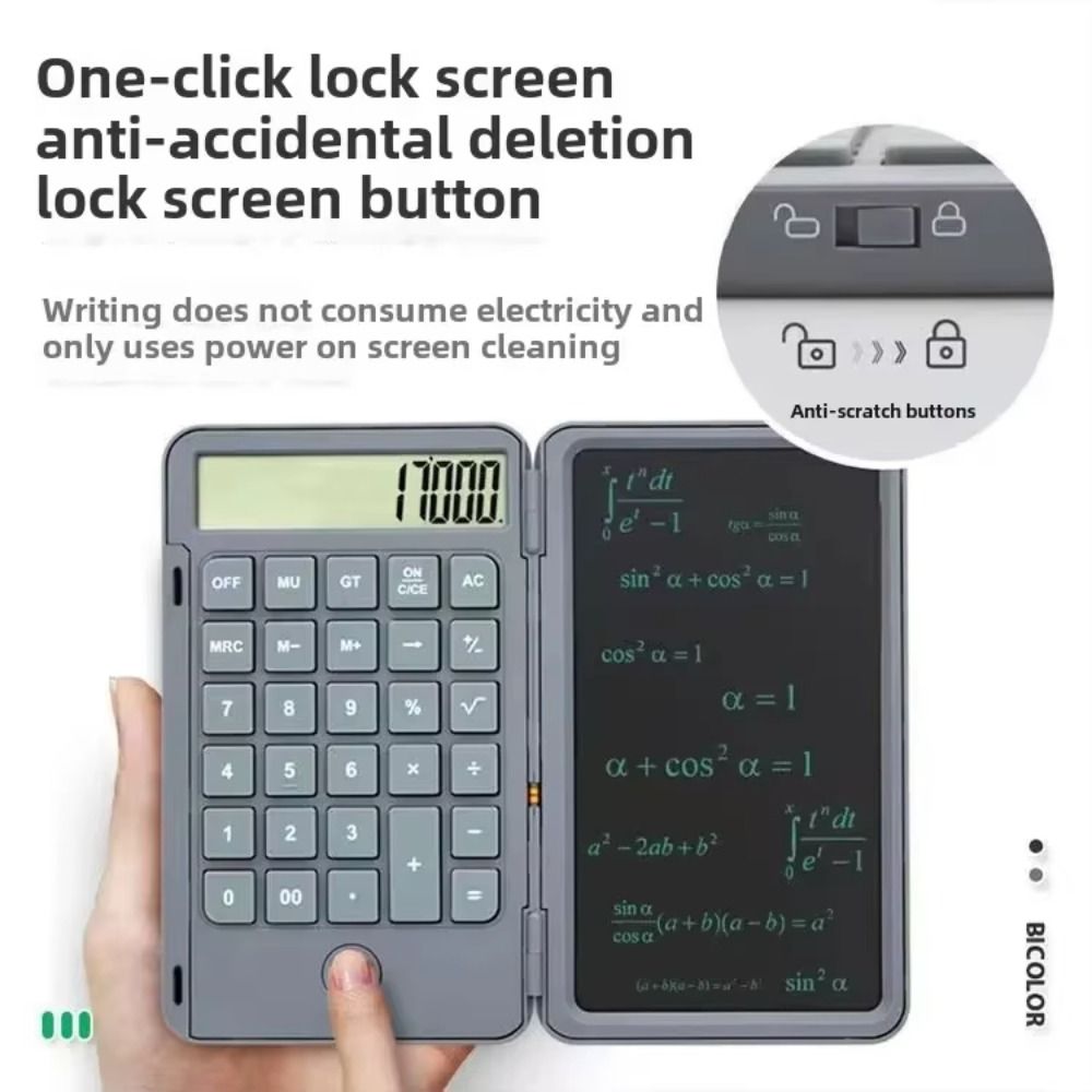 2in1 関数電卓 折りたたみ式 消去可能 関数電卓 タブレット付き 大画面ディスプレイ 充電式