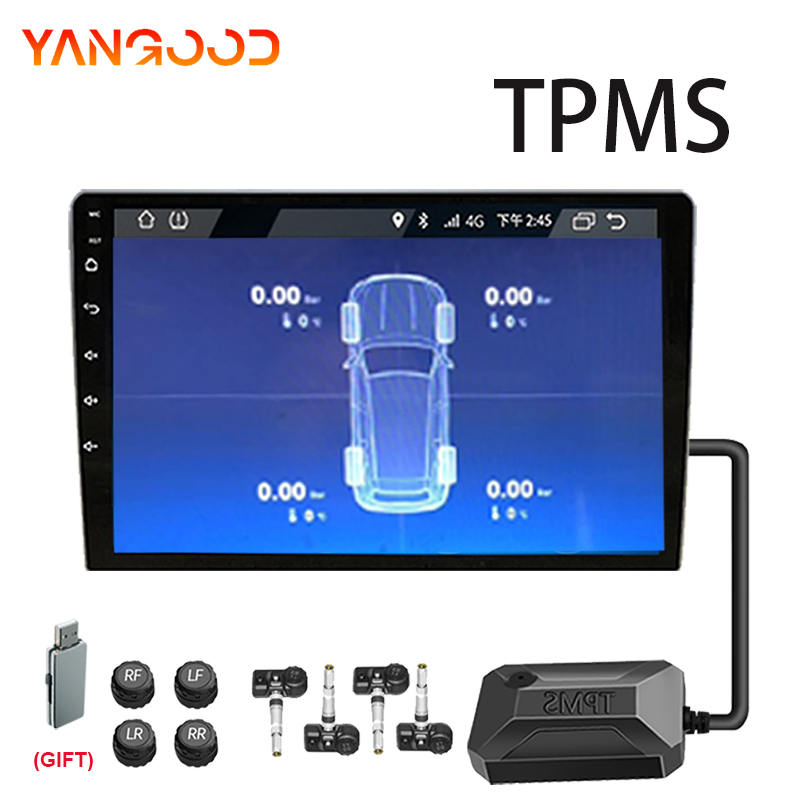 TPMS タイヤ空気圧警報システム 4 外部内蔵カーセンサー USB デジタルインターフェイス車両 Android プレーヤー温度警告