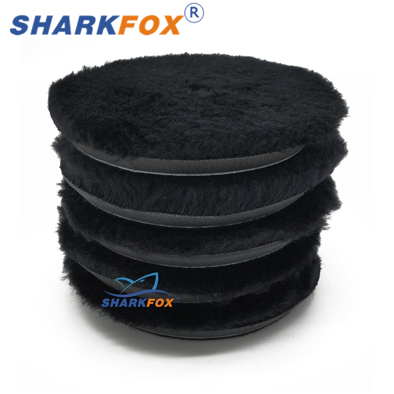 Sharkfox 3/5/6 インチ Blacke ウール研磨パッド車のペイント研磨バフウールパッドワックスがけバッファポリッシャー用