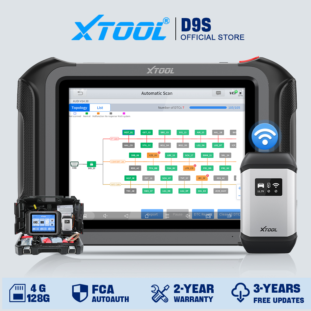 XTOOL D9 D9S フルシステム車診断ツール双方向制御 ECU コーディング 45 リセットキープログラミング DOIP CANFD トポロジ