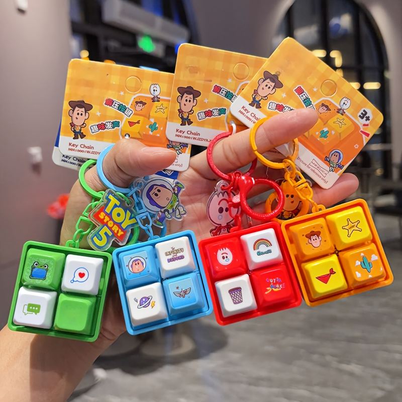 4 Key Cap Toy Stories Squishy Keychain Keykap Clicker Hot Anime Figures Keykap Keychain Bag Charms Birthday Gifts 키캡 키캡 클릭커