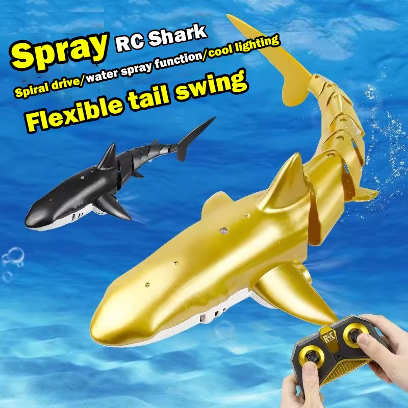 スマート Rc サメクジラスプレー水面白いおもちゃリモコンボート船潜水艦ロボット魚電気おもちゃ男の子子供のため