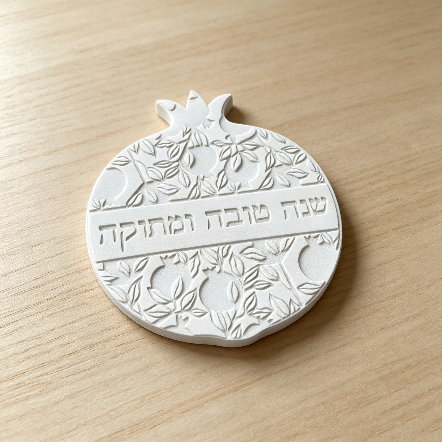 ユダヤ人ザクロシリコーン型 Shanah Tovah ヘブライ語テキストコースター壁掛け石膏鋳型 Rosh Hashanah DIY 型