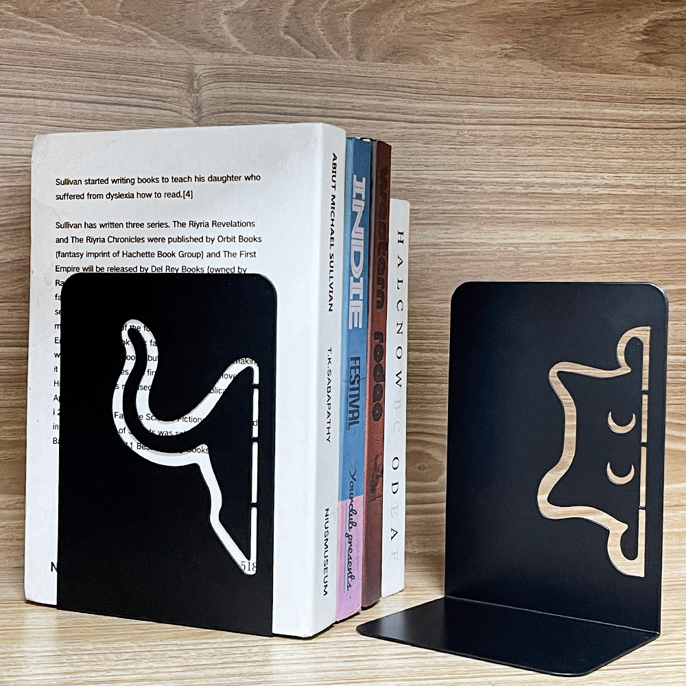 かわいい黒猫重工業ブックエンド読書アクセサリー本愛好家学生学習文具オフィスブックスタンド