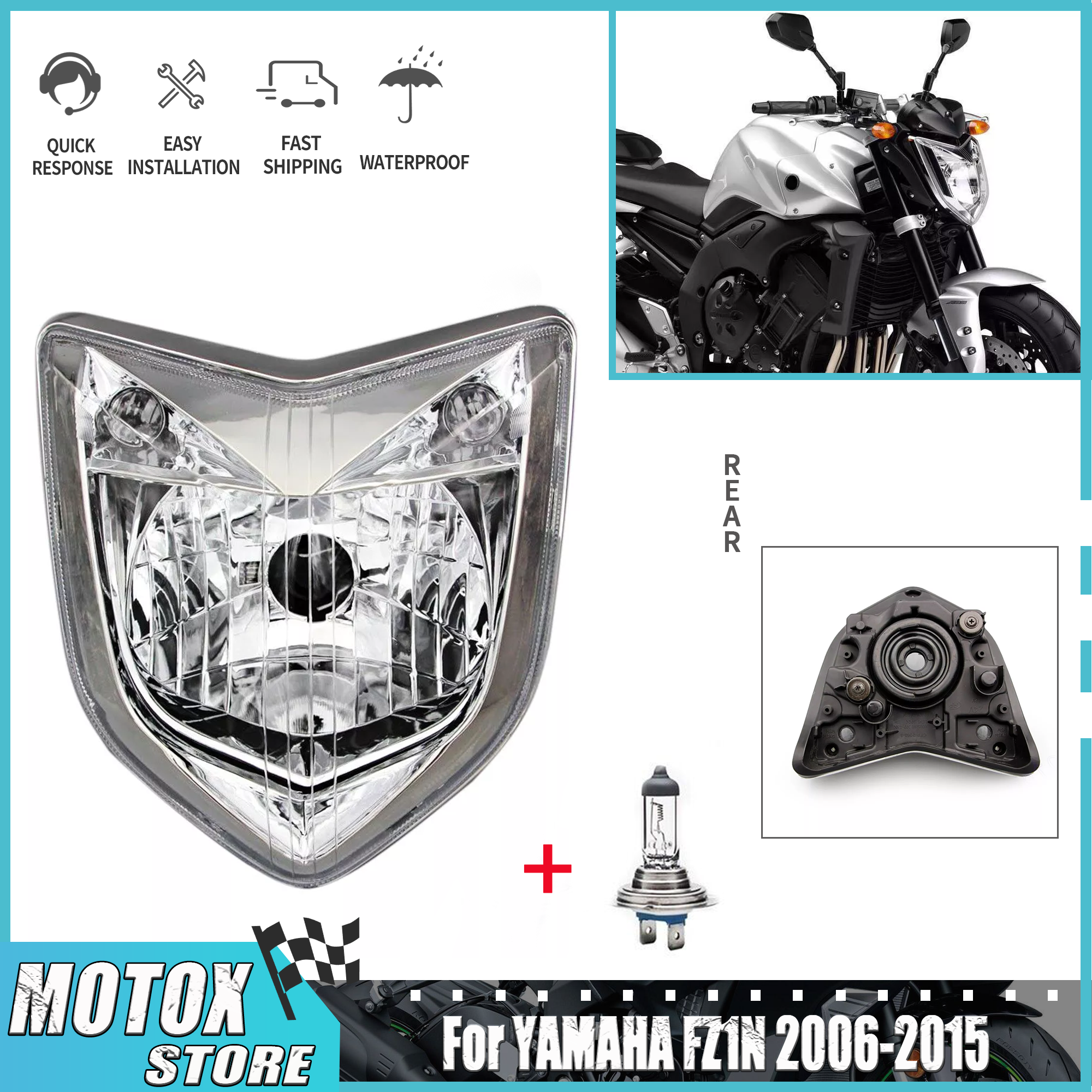2006 - 2015 ヤマハ FZ1 Fazer FZ1N オートバイヘッドライトアセンブリヘッドランプフロントライト FZ-1N 2007 2008 2009 2010 2012 13