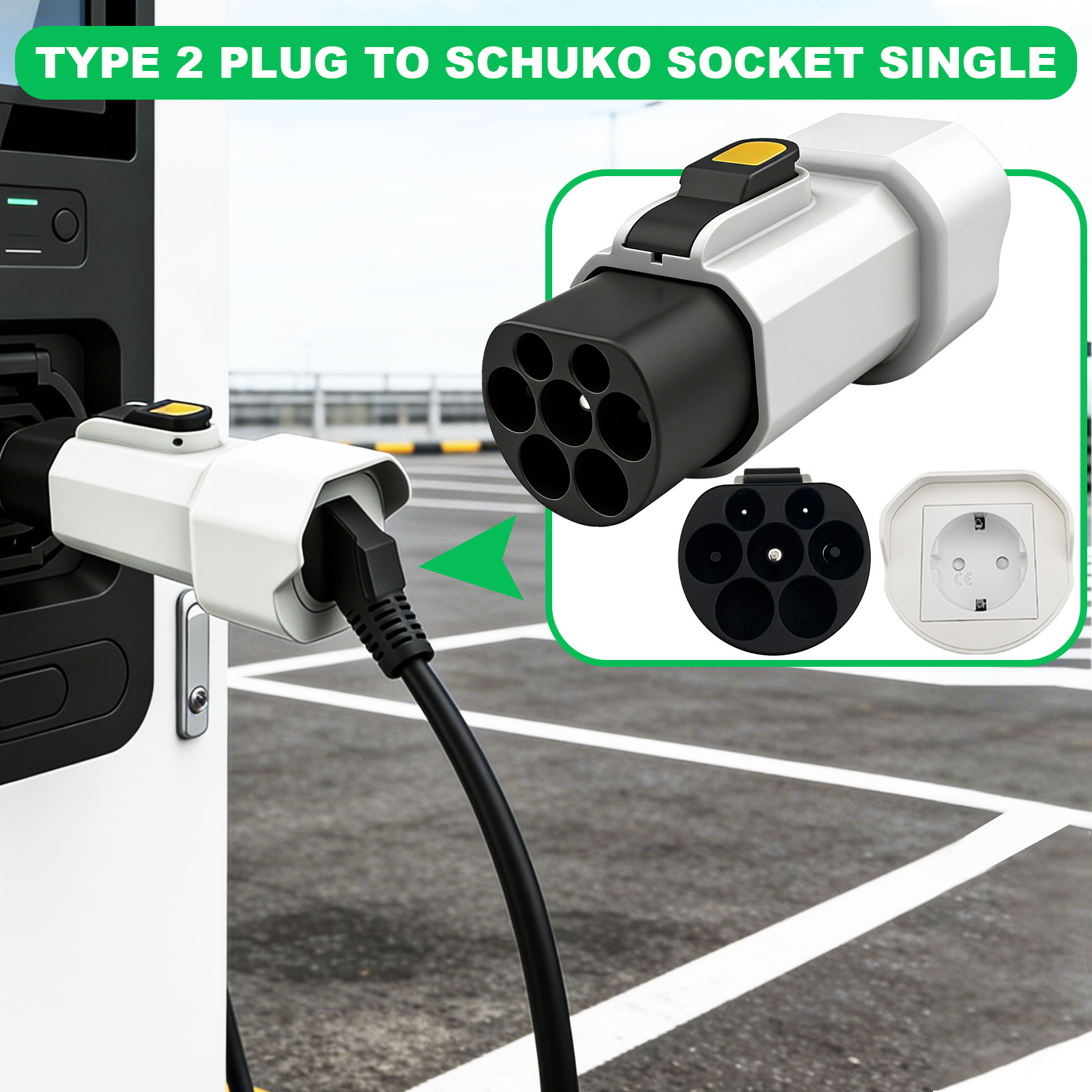 タイプ 2 オス - Schuko 放電アダプタ IEC62196-2 標準充電ステーション放電コンバータ電動スクーターに適しています