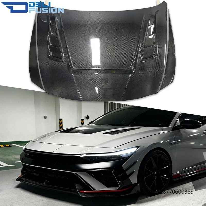 KQX Elantra Carbon HOOD For 2021-2025 Hyundai Elantra/Avante N (CN7) DLF-2 Type Carbon Fiber Hood Bonnet