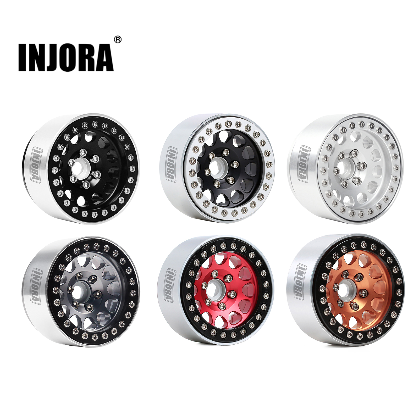 INJORA 4 個 CNC アルミ合金 1.9 ビードロック ホイール リム 1/10 RC クローラー車軸 SCX10 90046 AXI03007 TRX4 VS4-10 Redcat Gen8 用