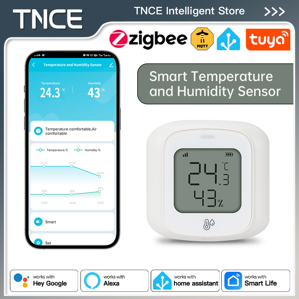 TNCE Tuya 温度湿度 LCD センサー WIFI または Zigbee、湿度計温度計モニター検出器、Alexa Google Home と連携
