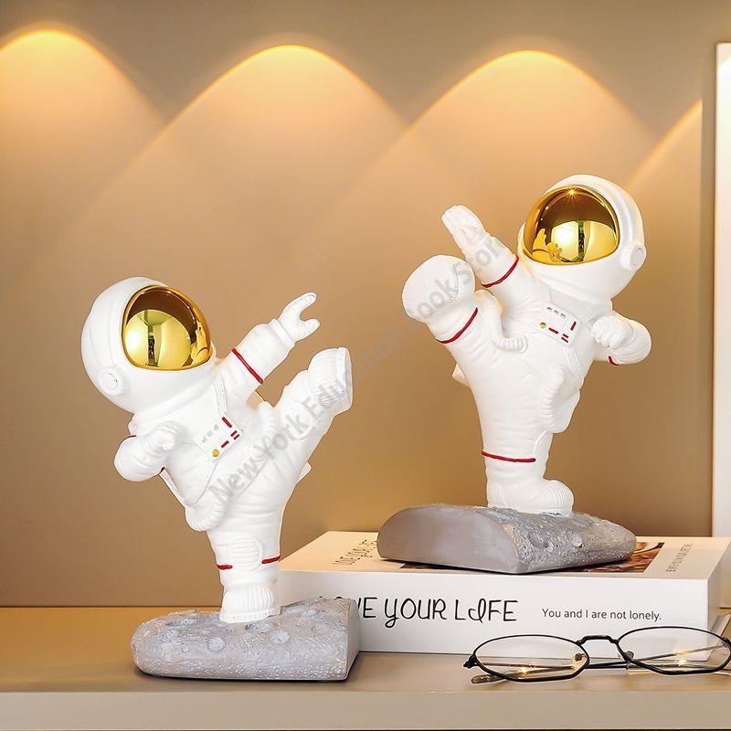 宇宙飛行士のブックエンドの装飾品: 研究本棚のブックレスト、リビングルームのオフィスのブックエンド、ホームクリエイティブで豪華な装飾。