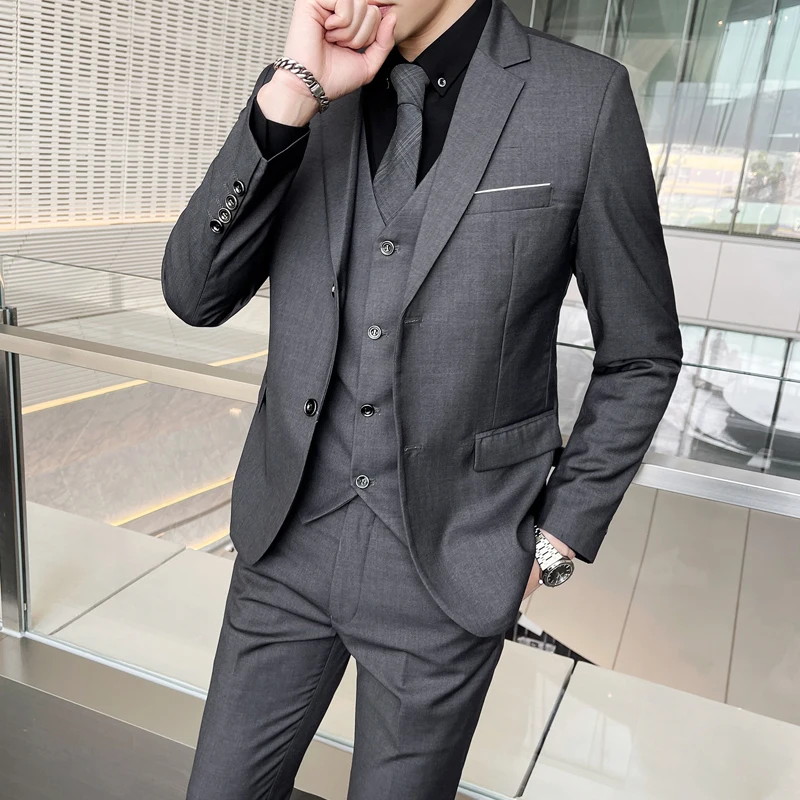 Jakcet ベストパンツ/ブテ​​ィックファッションソリッドカラーメンズフォーマルビジネスオフィススーツ男性カジュアルスリムスーツ新郎のウェディングドレス