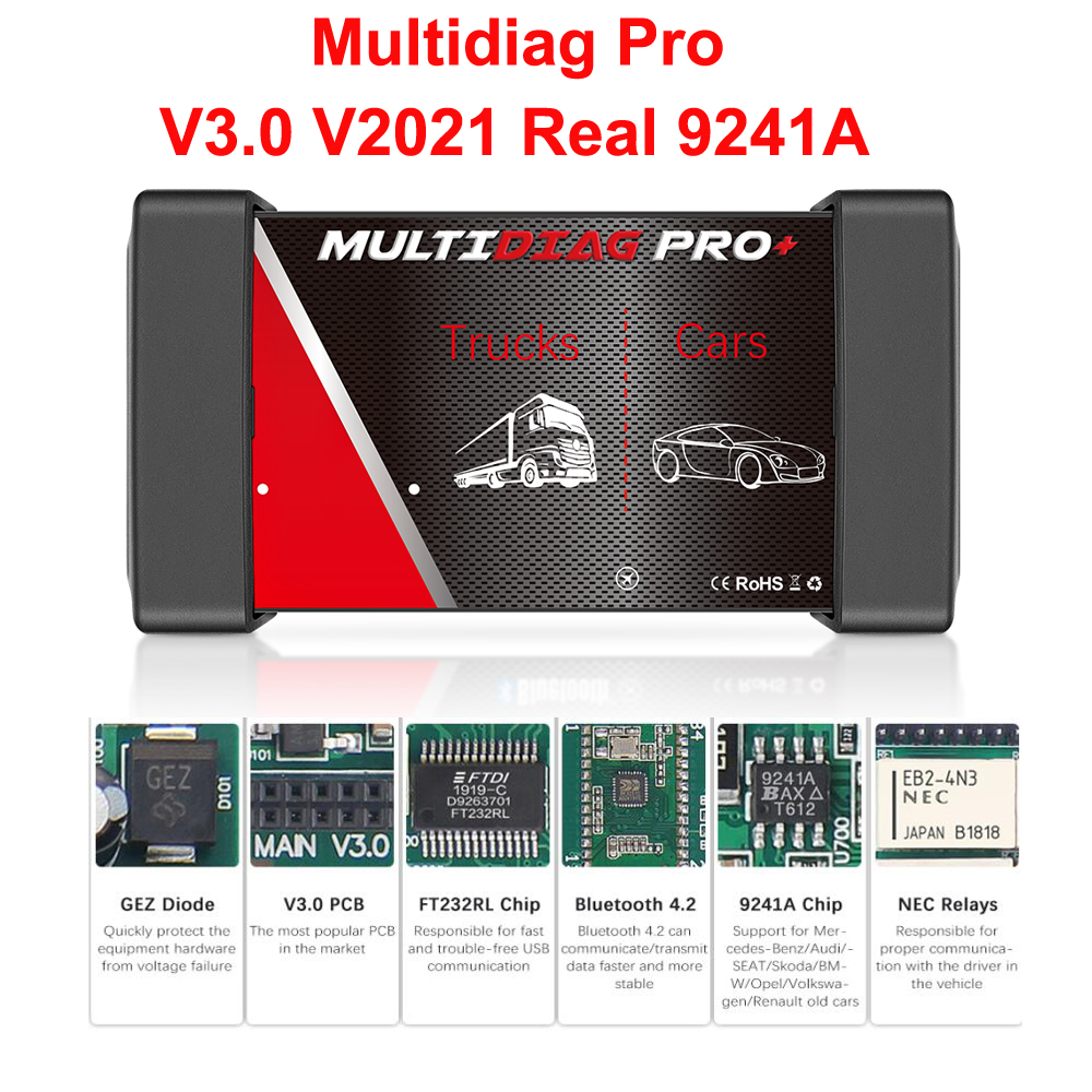 Multidiag Pro 2021.10b 2021.11 OBD2 診断ツール Keygen TCS PRO VCI V3.0 グリーン PCB ホワイト NEC リレー リアル 9241A 自動車トラック