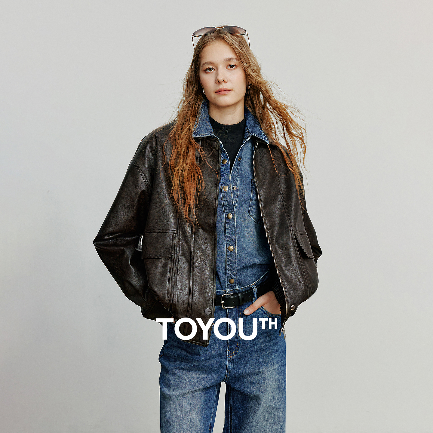 TOYOOUTH 女性 Pu レザージャケット 2025 秋の新レトロストリートオートバイフェイクレザージャケットコートコーヒー
