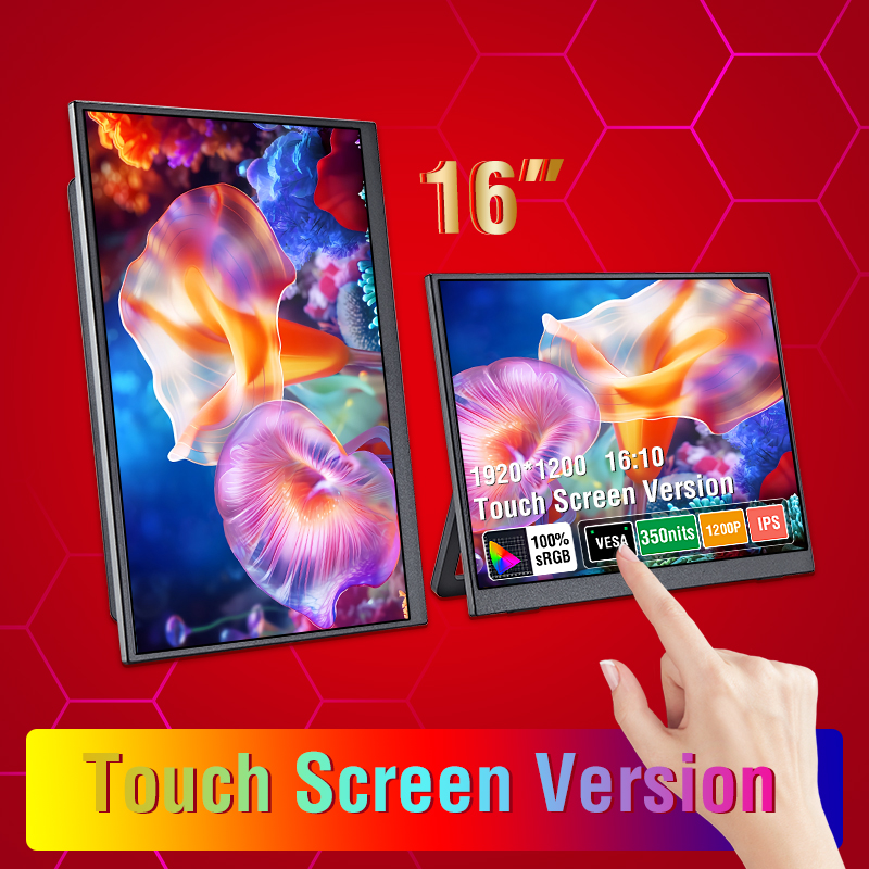 16 インチ タッチ ポータブル モニター 100%sRGB 350Cd/m² ラップトップ画面用外部セカンド ディスプレイ、タッチ/ノータッチ オプション