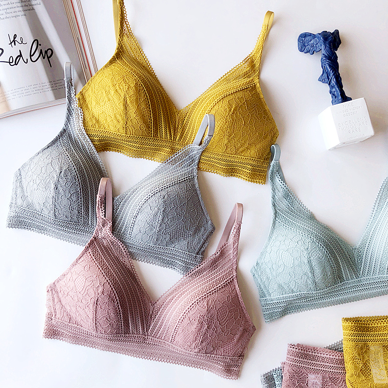 シームレスなレースワンピース。ブラジャーとパンティセットセクシーな Bralette ブラジャーブリーフセット女性ファッションパジャマ小さなディープ V 下着セット