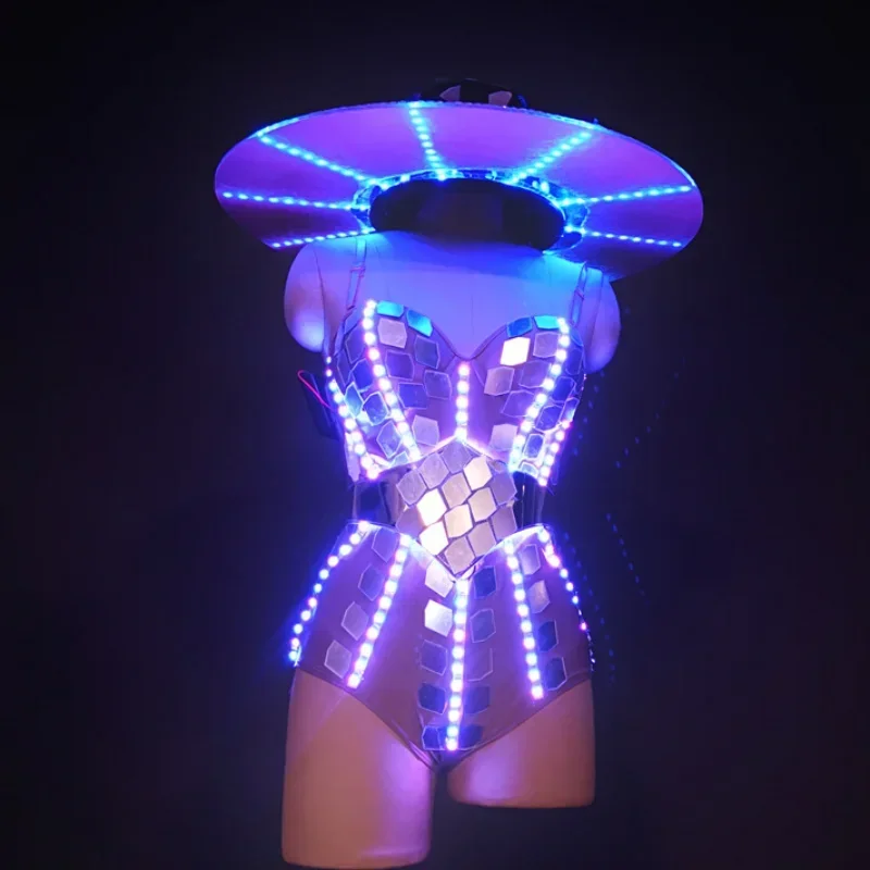 LED 衣装コスプレ未来的なライトアップ服女性発光ショーパーティーダンス絶賛衣装ロボットゴーゴーダンサーファンシーウェア