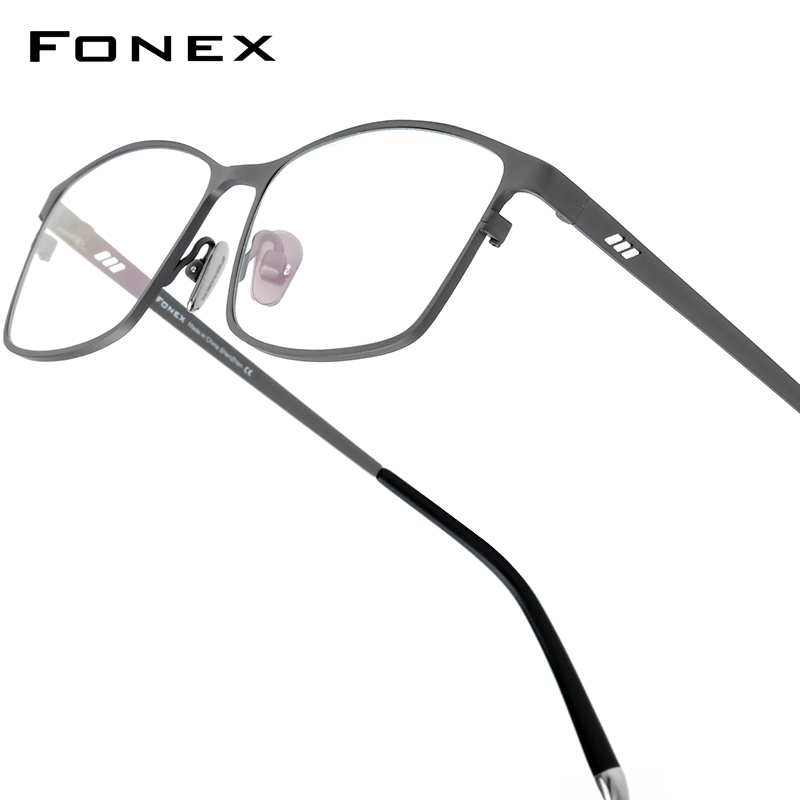 FONEX 純チタンメガネフレーム男性ブランドデザインスクエア眼鏡日本ハイエンド品質超軽量眼鏡フレーム 8505