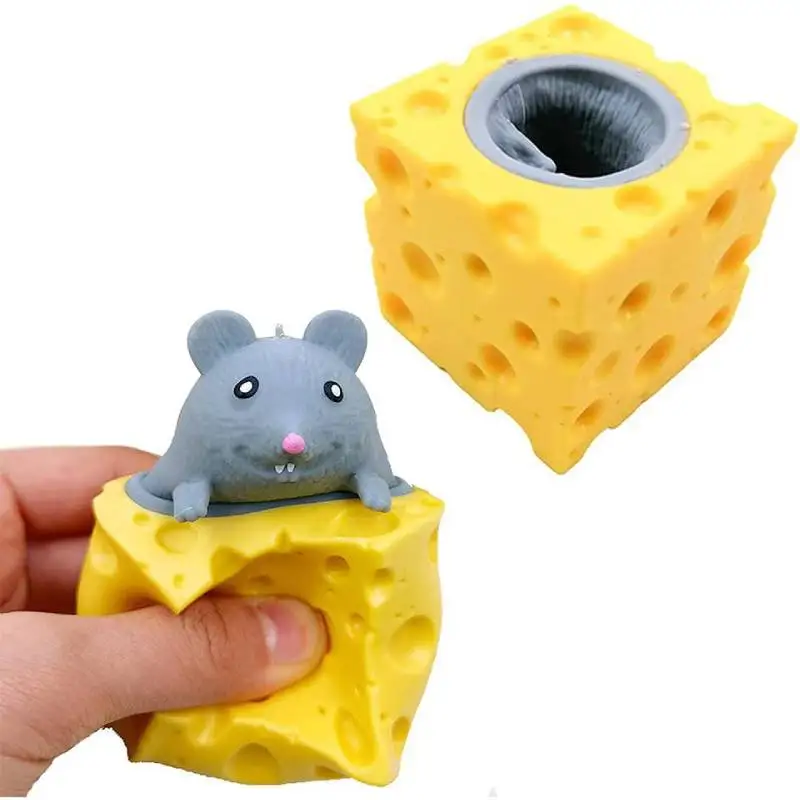 チーズマウスカップ減圧スクイーズチーズおもちゃストレスリリーフマウスおもちゃラットストレスボール感覚そわそわおもちゃギフト大人子供用