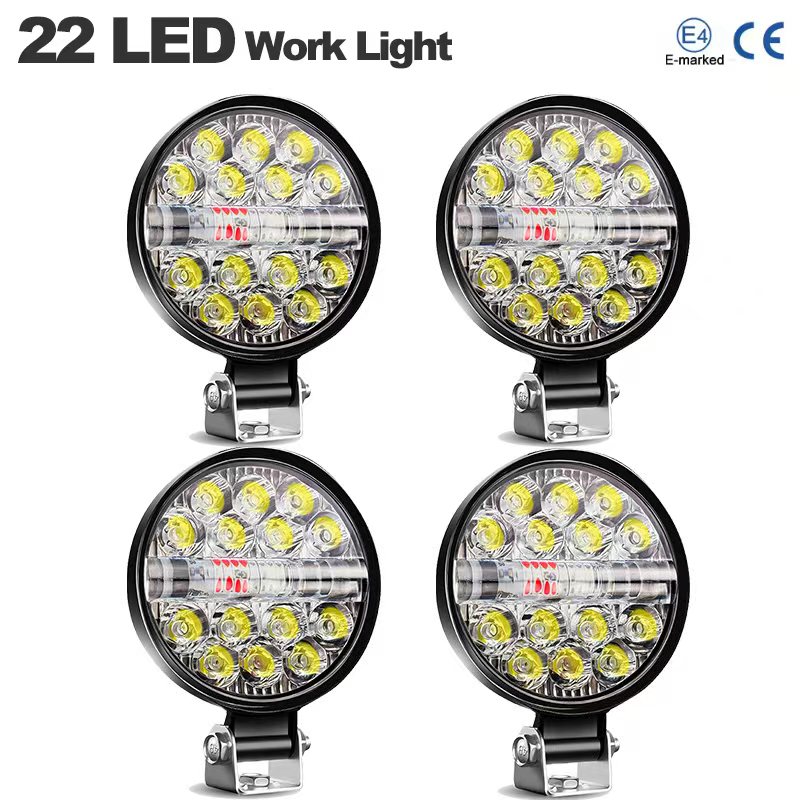 22LED LED ワークライト高品質 LED スポットライト 9-30v 青赤フラッシュラウンドランプ自動車トラック用オフロード車のライトアクセサリー
