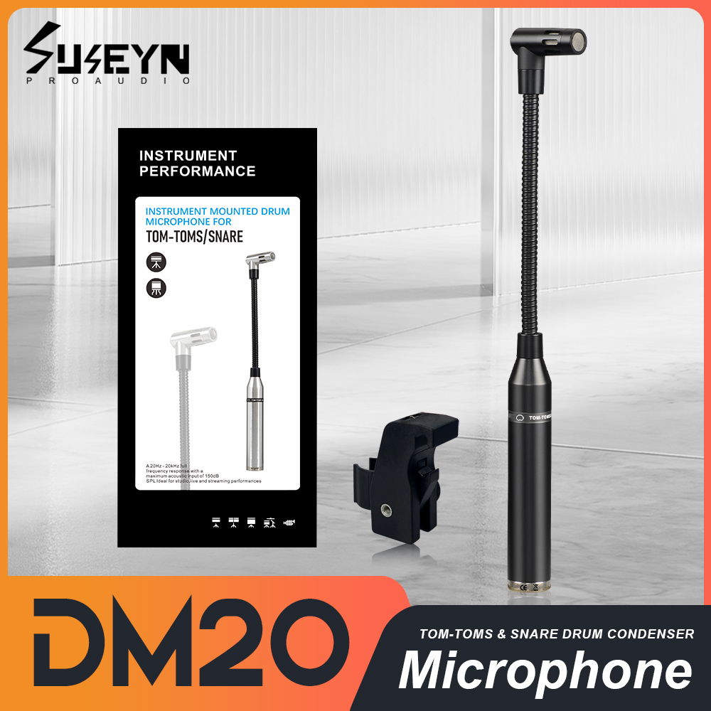 ブラック DM20 スネア用高品質メタルコンデンサードラムマイク