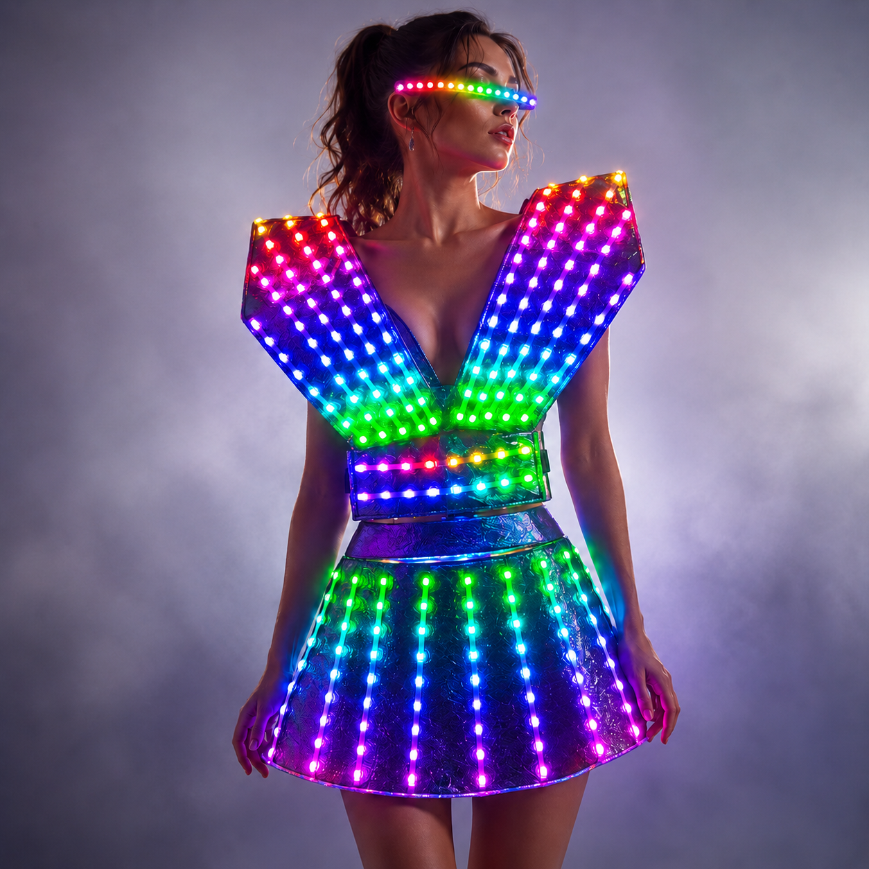 フルカラー LED ドレス発光ステージダンスドレスナイトクラブパーティー祝うドレス女性ダンスパフォーマンスの服
