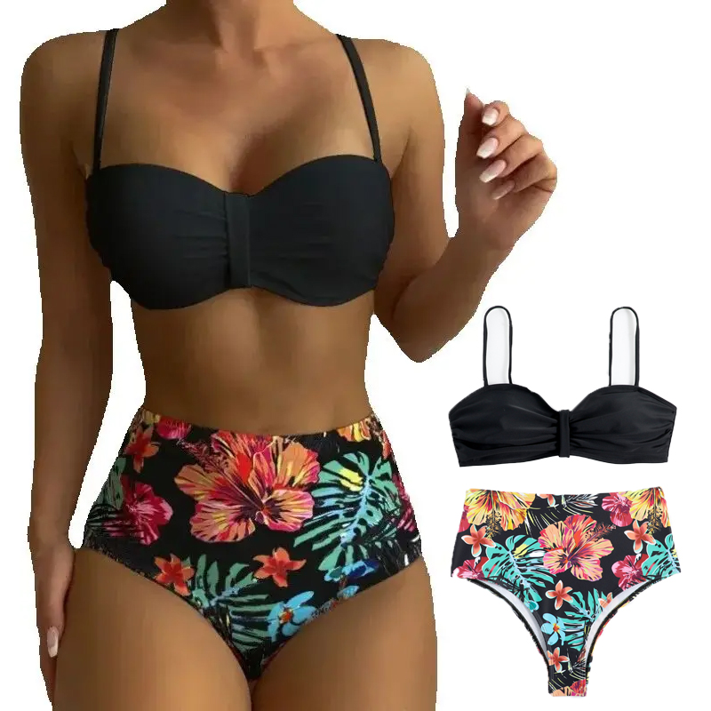 セクシーな水着女性水着花柄ハイウエストビキニセット女性の夏の水泳水着ブラジル Biquini