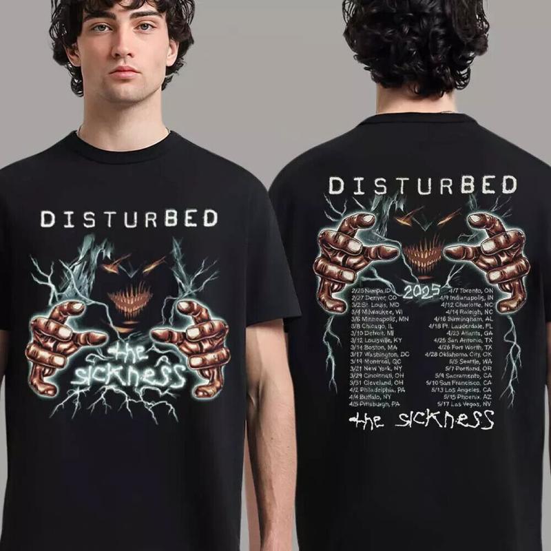 HOT Disturbed Sickness 25 ツアー両面 T シャツ (ホリデー用)