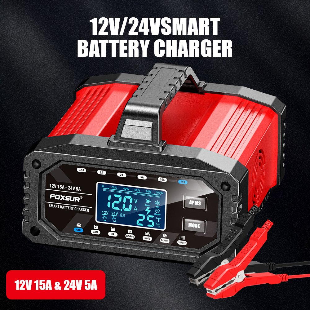 300 ワット車のバッテリー充電器全自動保護急速充電器 12 V/24 V 複数の保護 LCD ディスプレイ
