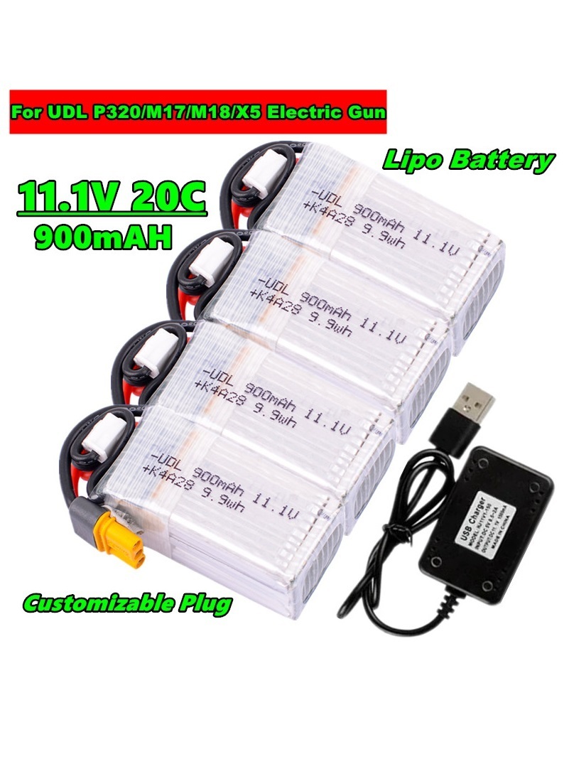 11.1V 900mAh 20C リポバッテリー UDL P320/M17/M18/X5 電動ガンバッテリーエアガン BB エアピストル電動おもちゃの銃