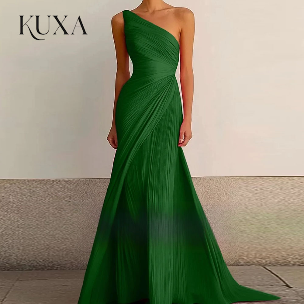 KUXA Formal Elegant Party Prom Dresses Women Evening Dresses Sexy One Shoulder Customized платье на выпускной