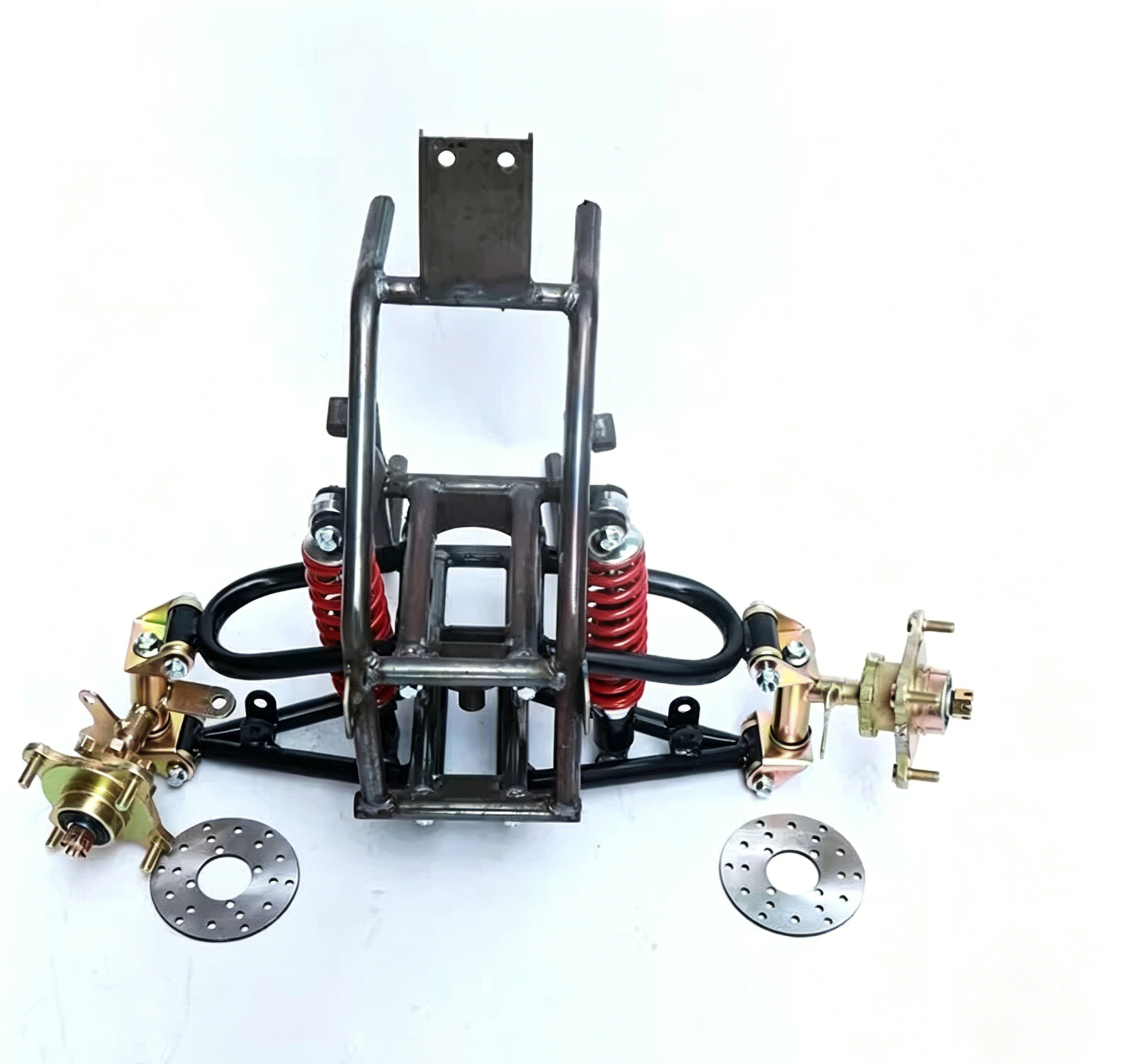 自家製四輪オートバイアクセサリー修正された小型倒立三輪カートフロントフレームビーチサスペンションディスクブレーキ