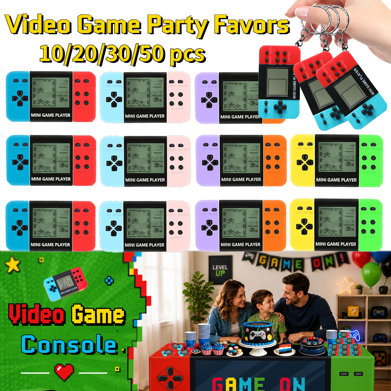 10-120 個子供ミニハンドヘルドゲームアーケードビデオゲームパーティー好意クラシックノスタルジックテトリス誕生日パーティーゲームコンソールキーホルダー