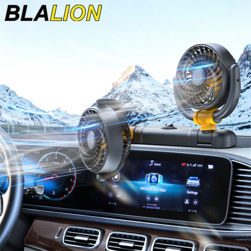 BLALION 5/12/24V 車ファン冷却車ファン 2 スピード USB 360 度調整可能なデュアルヘッド電気自動車クーラートラックホームオフィス用