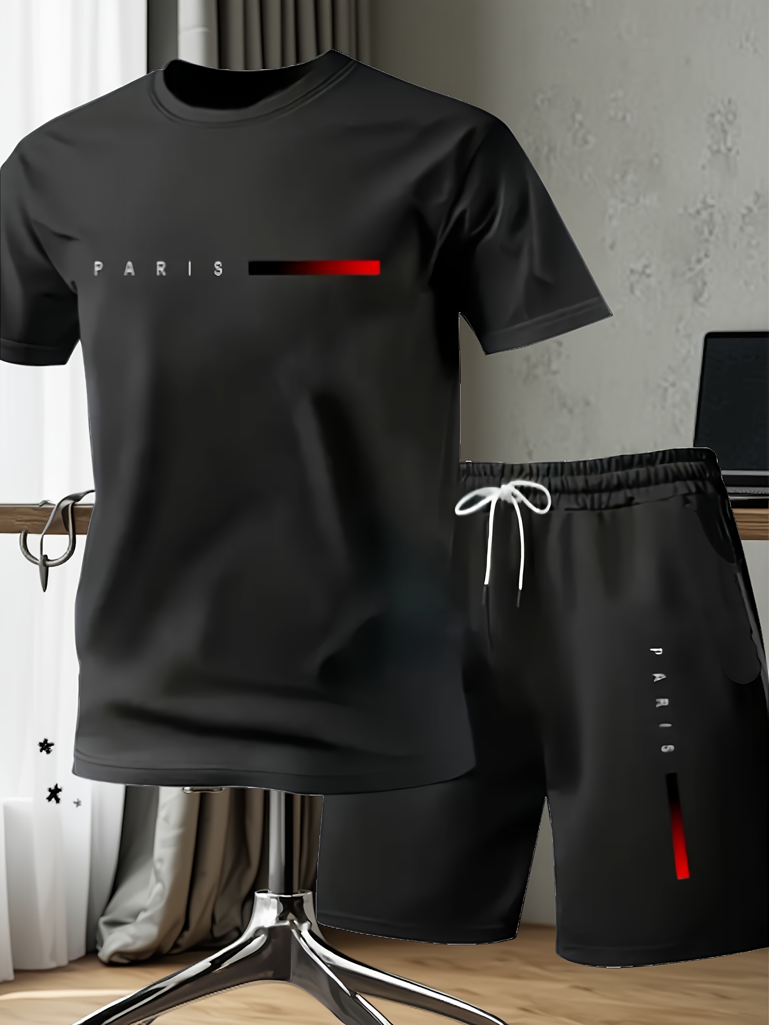 夏の速乾性メンズセットファッションジャージカジュアル通気性半袖 2D プリントスポーツ Tシャツショーツバスケットボールセット