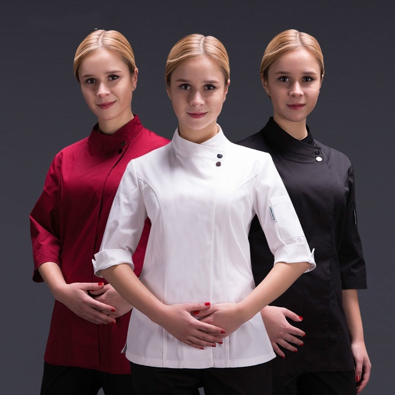 女性レストラン服シェフウェイトレスジャケット作業服新ファッションフードサービスバリスタ着用