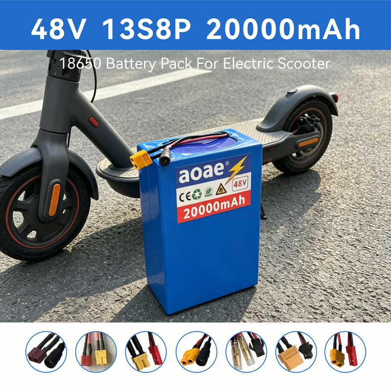 48V リチウムバッテリーパック 20Ah 13S8P 18650 A グレードセル内蔵 BMS 1000W-2000W XT60 DC JST 電動スクーター用長持ち
